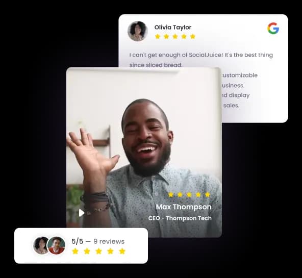socialjuice reviews and testimonials widgets