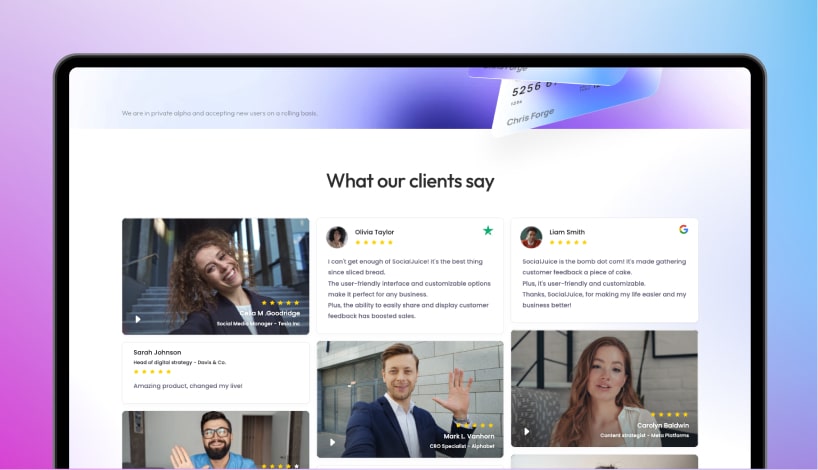 SocialJuice Embed a wall of love — Grid embeded on website SocialJuice Embed a wall of love — Grid embeded on website